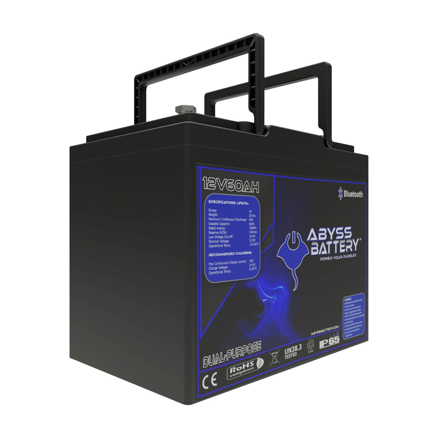 Abyss Battery 12V 60Ah Dual Purpose Lithium Marine Battery - AB-12V60-BT