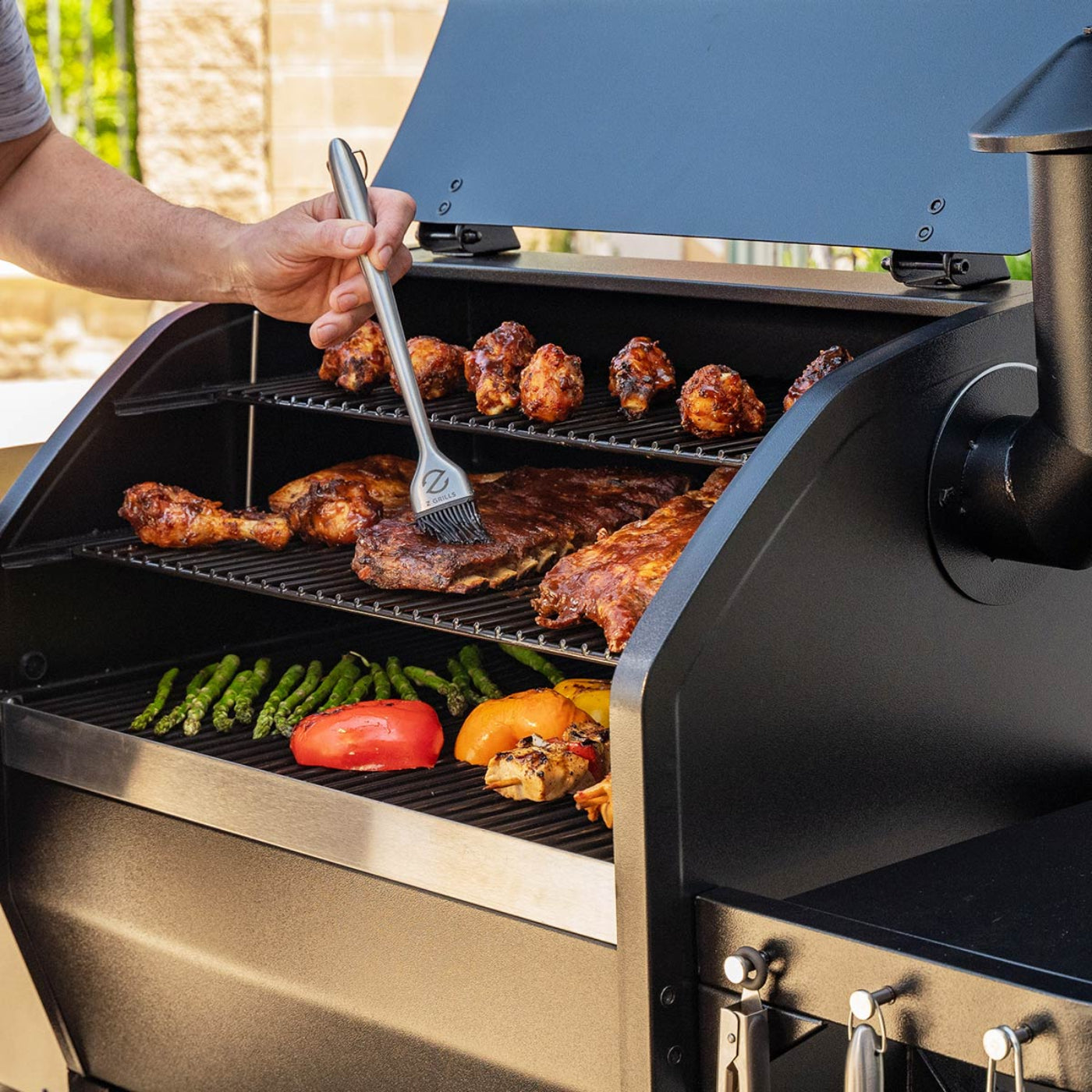 Z Grills 1000D3E Pellet Grill & Smoker with PID Controller 1000D3E - STAINLESS STEEL - ZPG-1000D3E