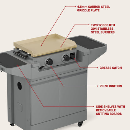 TYTUS Emberwood Gas Griddle with Grill and Prep Cart - TDT-CRT-GGRD