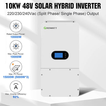 ECO-WORTHY Home Hybrid Solar Power System: 10KW GROWATT 120V/240V Output+ 20.48kWh Lithium Battery (4*48v 100Ah)+ 4920W Solar Panel (12*410W) - L02M410-GRWTNK10KUSL4800-12 Price