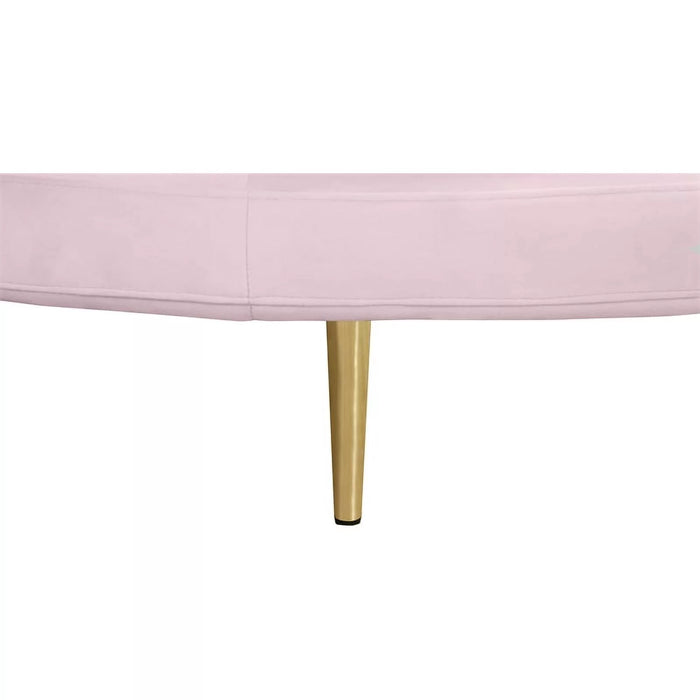 Meridian Furniture Circlet Pink Velvet Roundabout Sofa with Gold Iron Legs - 627Pink