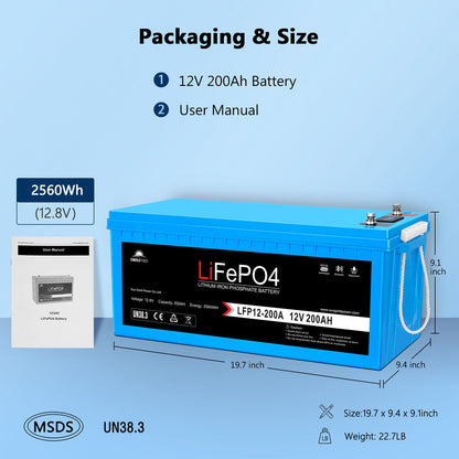 Sun Gold 4 X 12V 200Ah LiFePo4 Deep Cycle Lithium Battery Bluetooth / Self-Heating / IP65
