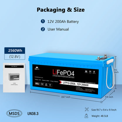 Sun Gold 12V 200Ah LiFePo4 Deep Cycle Lithium Battery Bluetooth / Self-Heating / IP65