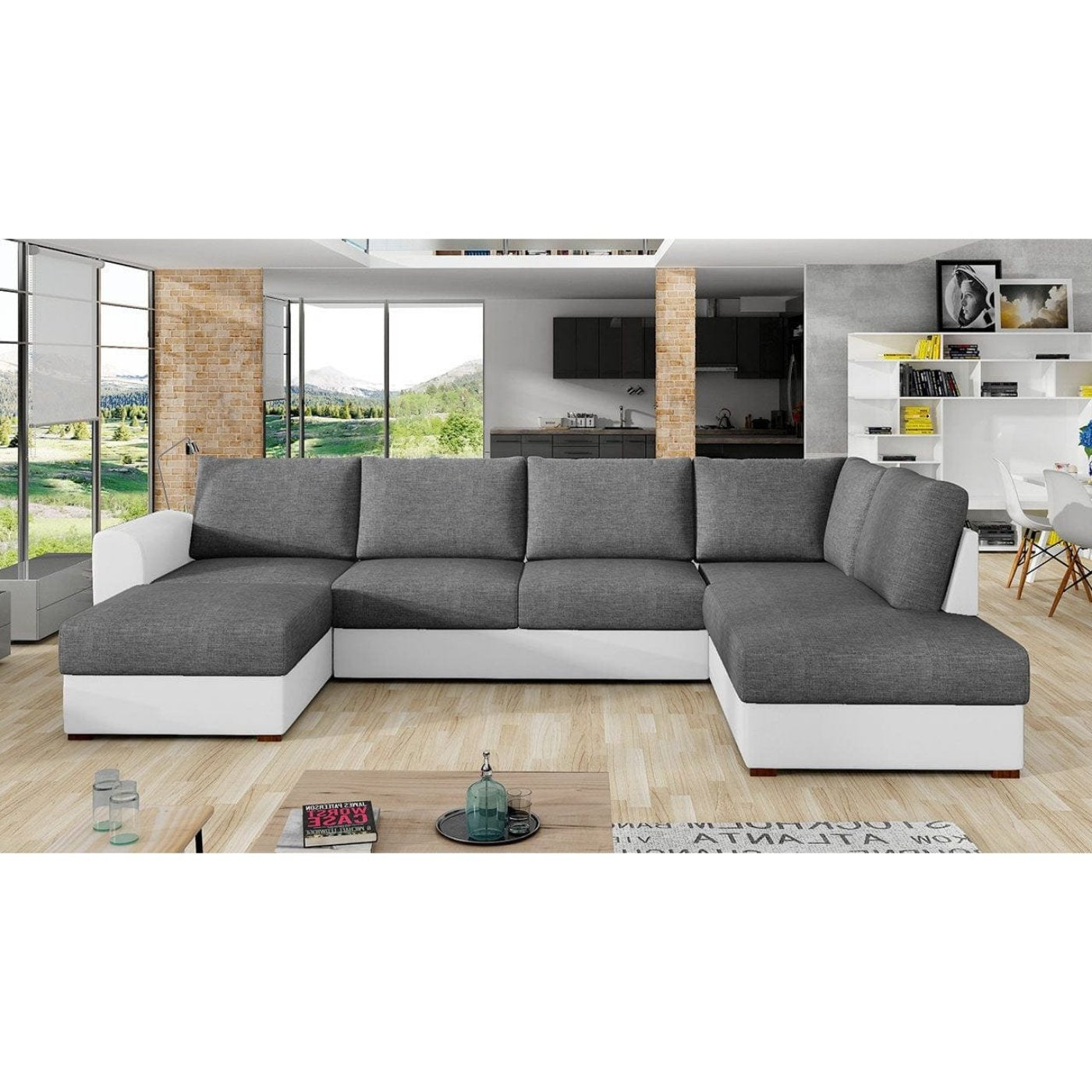 Maxima House MATTEO Sectional Sleeper Sofa White/Gray - MIR019