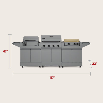 TYTUS Modular Grilling Collection 4-Burner Gas Grill, Pellet Smoker with Cart and Gas Griddle with Cart - TDT-BUN-009