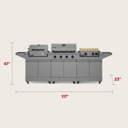 TYTUS Modular Grilling Collection 4-Burner Gas Grill, Charcoal Grill with Cart and Gas Griddle with Cart - TDT-BUN-010