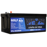 WEIZE 38.4V 105AH LiFePO4 Golf Cart Battery, 4032Wh Bluetooth Lithium Battery - BAC-0116