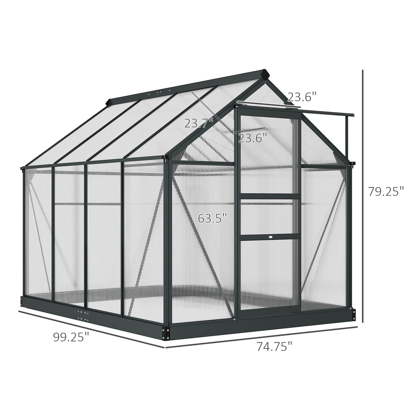 Outsunny BloomGreen 6' x 8' Greenhouse with Rain Gutter and Roof Vent Gray - 845-059GY