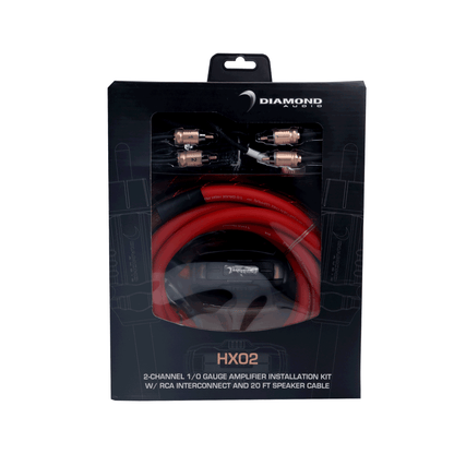 Diamond Audio HX02 - 2-Channel 0 Gauge Amplifier Installation Kit W/ RCA Interconnect and 20 ft Speaker Cable - HX02