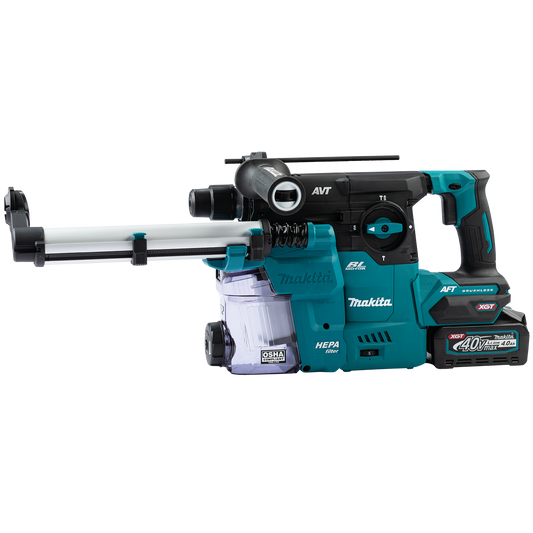 Makita GRH08M1W 40V max XGT Brushless Cordless 1‑3/16" SDS‑PLUS AVT Rotary Hammer Kit w/Dust Extractor, AFT, AWS Capable (4.0Ah) -  GRH08M1W