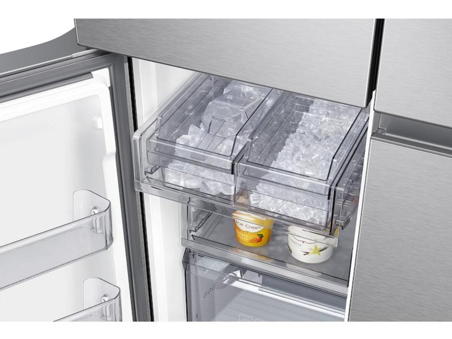 Samsung 23 cu. ft. Smart Counter Depth 4-Door Flex Refrigerator, Family Hub, Beverage Center, Dual Ice Maker - RF23A9771SR-KT