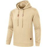 Beige Drawstring Mens Hooded Long Sleeve Sweatshirt