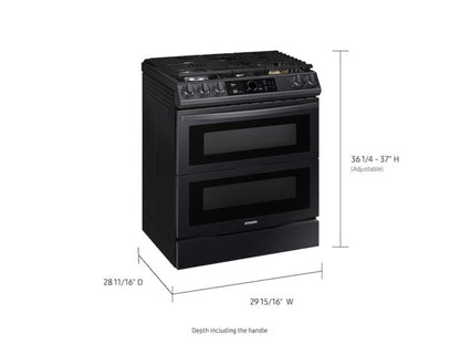 SAMSUNG 6.0 cu ft. Smart Slide-in Gas Range with Flex Duo(TM), Smart Dial & Air Fry in Black Stainless Steel - NX60T8751SG-KT