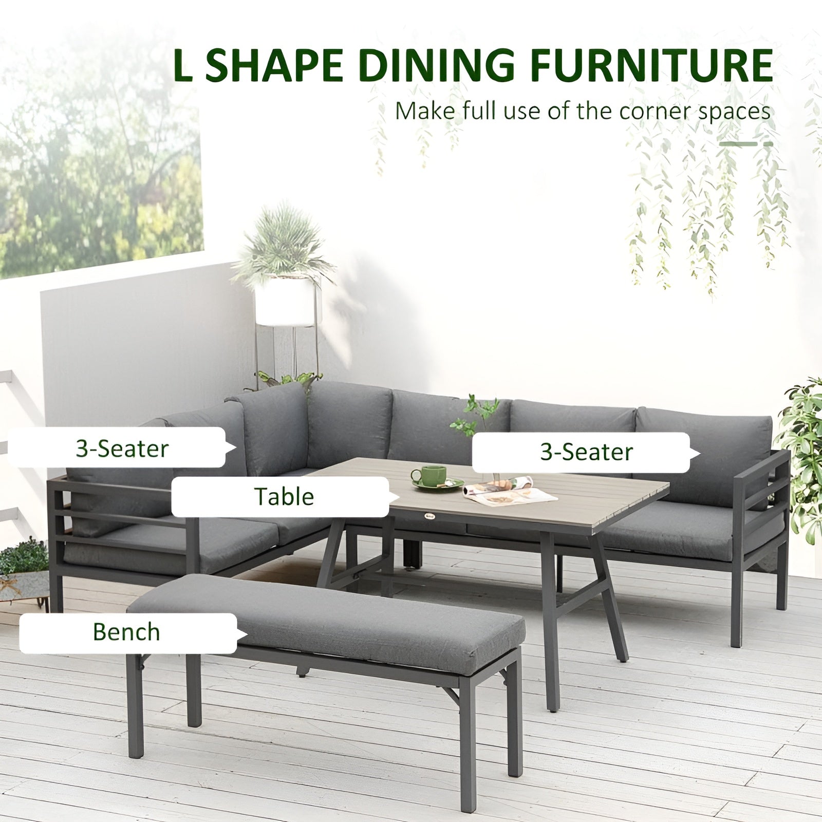 Outsunny 4 Piece Aluminum Patio Dining Furniture Set - 84B-818