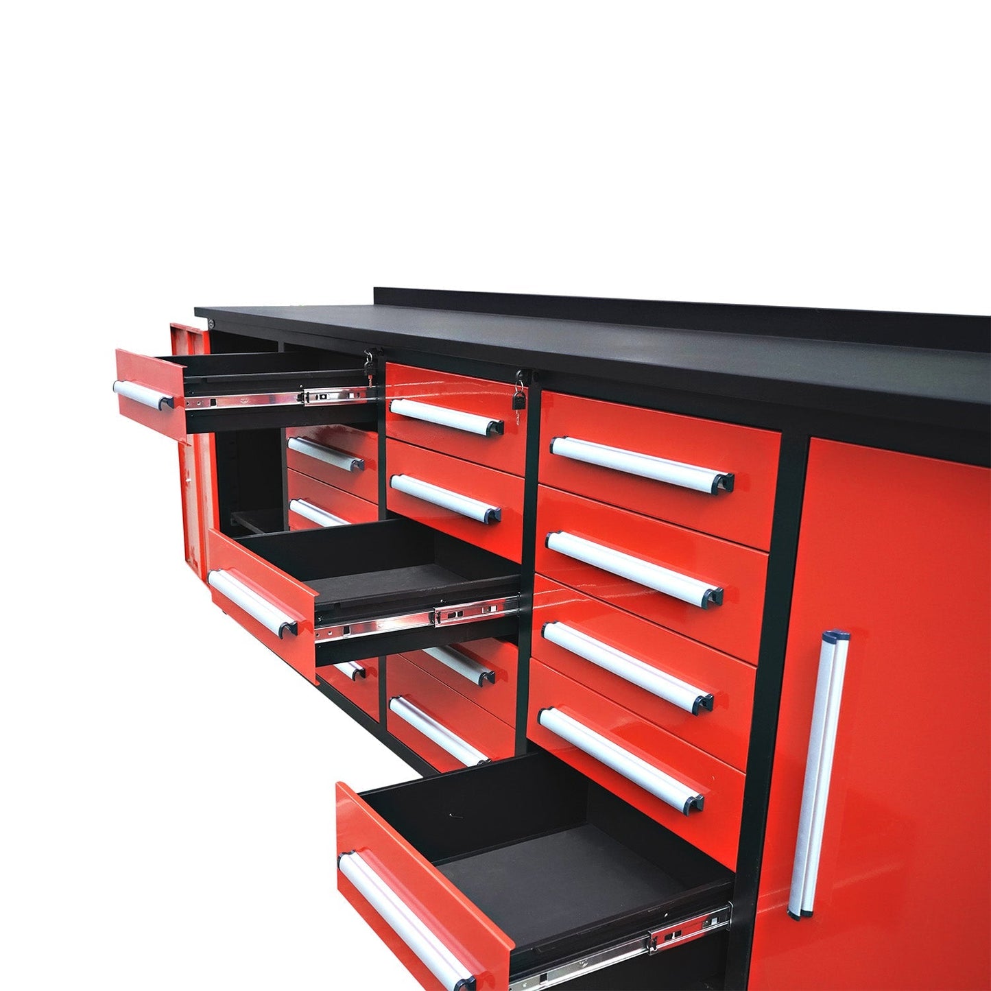 Chery Industrial 10ft Workbench Storage Cabinet with 15 Drawers & 2 Cabinets - WW000179