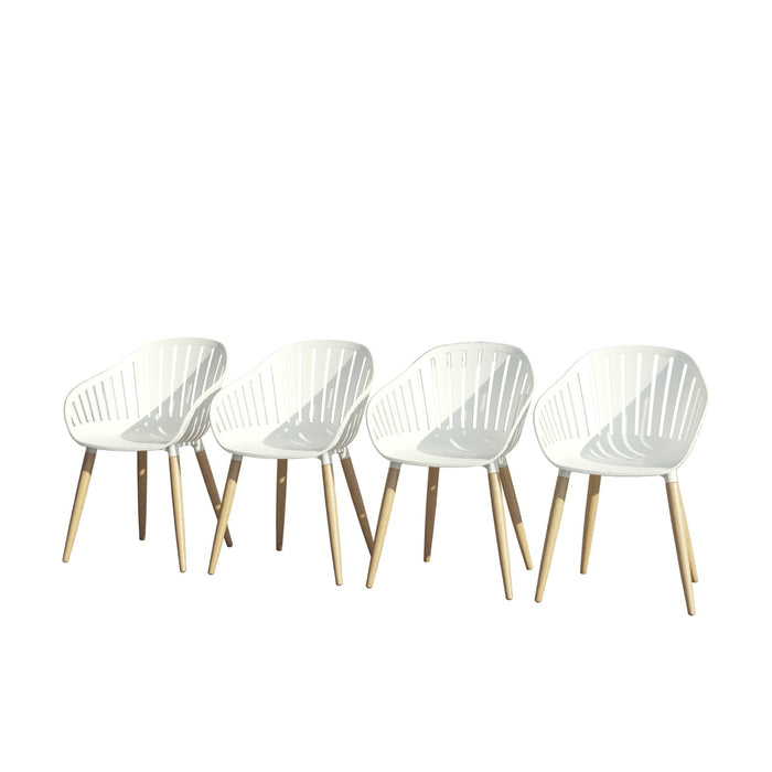 Midtown Concept Klarion Teak Table & 8 Nassau Armchair White - KLARION_8CANNESWHLOT