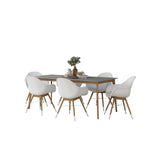 Midtown Concept Aalborg w/Chamonix arm 7-Piece Indoor Dining Set - SC AALBORG RECT_6SC CHAM ARM WHT WHT