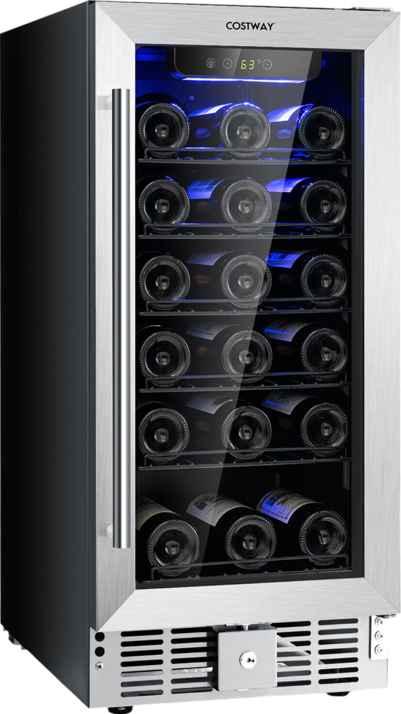 Costway Wine Fridge 2.9 Cu.ft 30-Bottle Stainless Steel with Temperature Memory New - FP10229US-SL