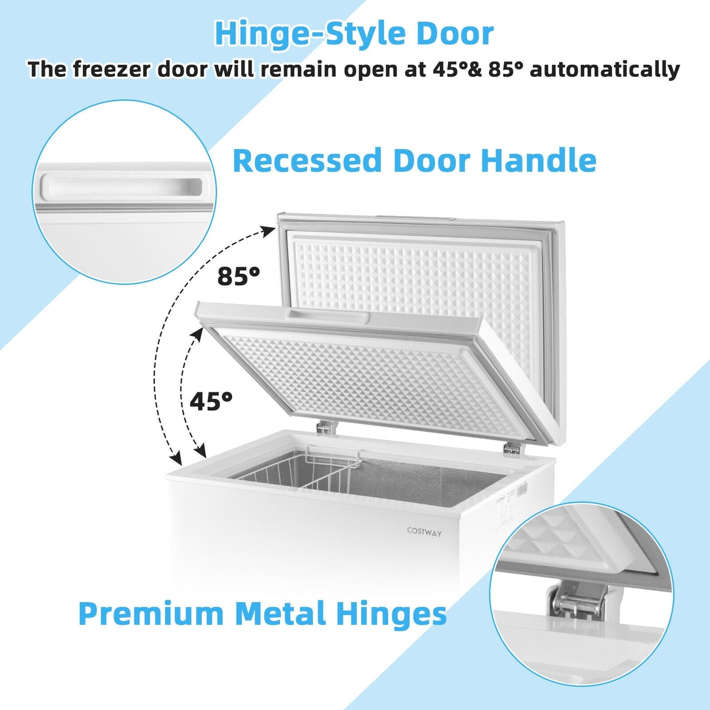 Costway Compact Chest Freezer 5 Cu.ft with Removable Storage Basket New - FP10002US-WH