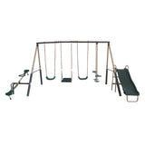 XDP Recreation Crestview Outdoor Swing Set w/ Slide, Glider, 3 Swings, & See Saw - 102127