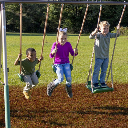 XDP Recreation Crestview Outdoor Swing Set w/ Slide, Glider, 3 Swings, & See Saw - 102127