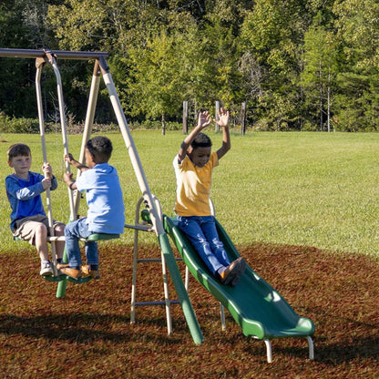 XDP Recreation Crestview Outdoor Swing Set w/ Slide, Glider, 3 Swings, & See Saw - 102127