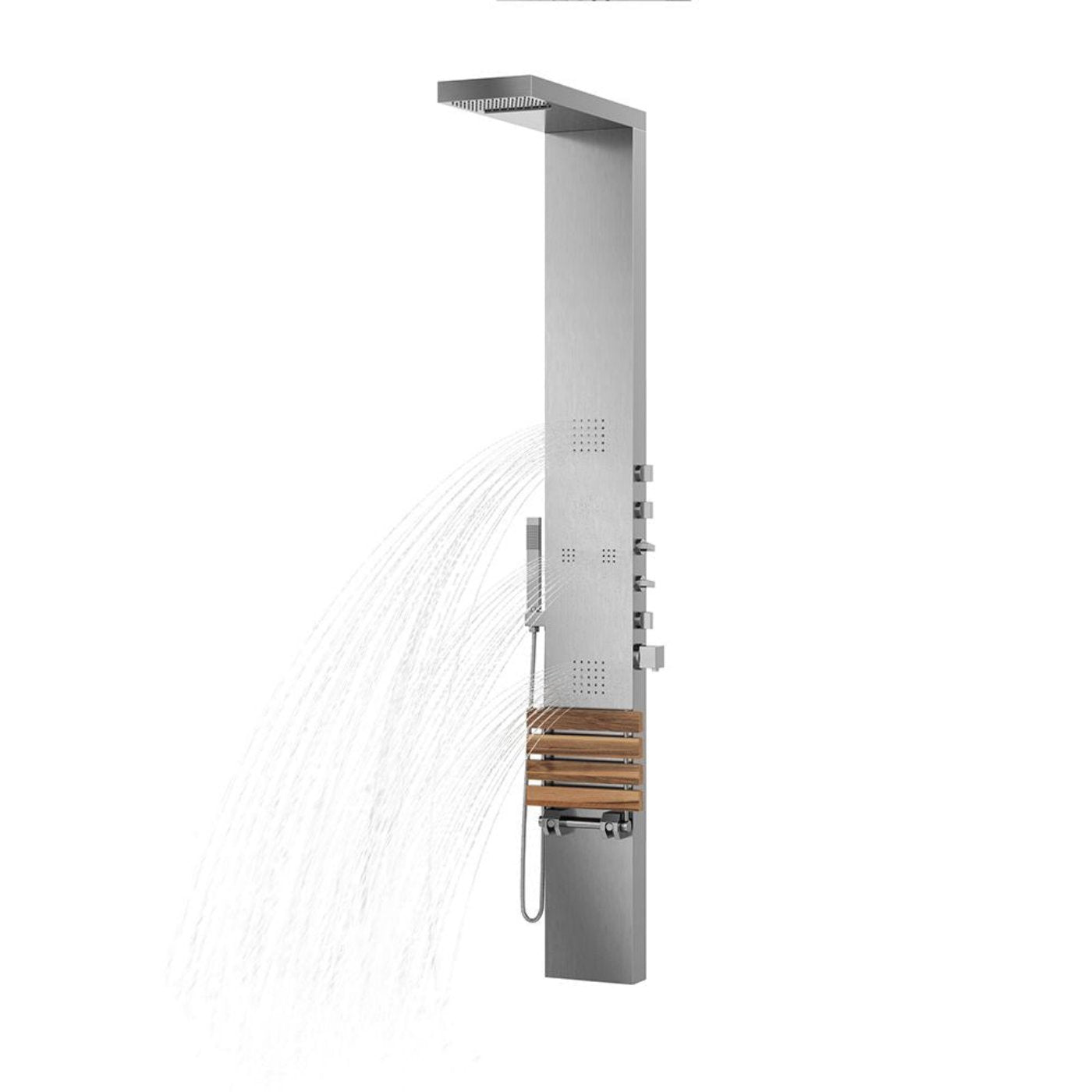 Pulse Showerspas Matte Brushed Stainless Steel Shower Panel - Oahu Showerspa 1035