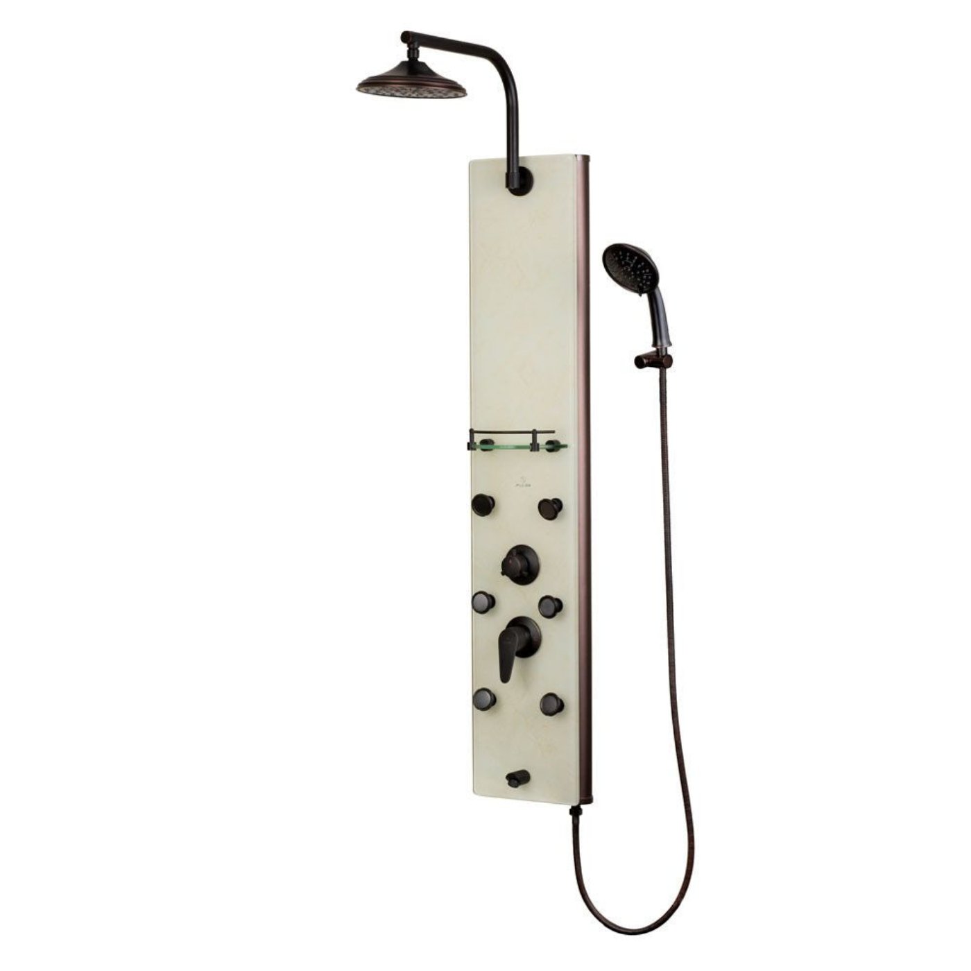 Pulse Showerspas White Venetian Glass Oil Rubbed Bronze Shower Panel - Barcelona Showerspa - 1040