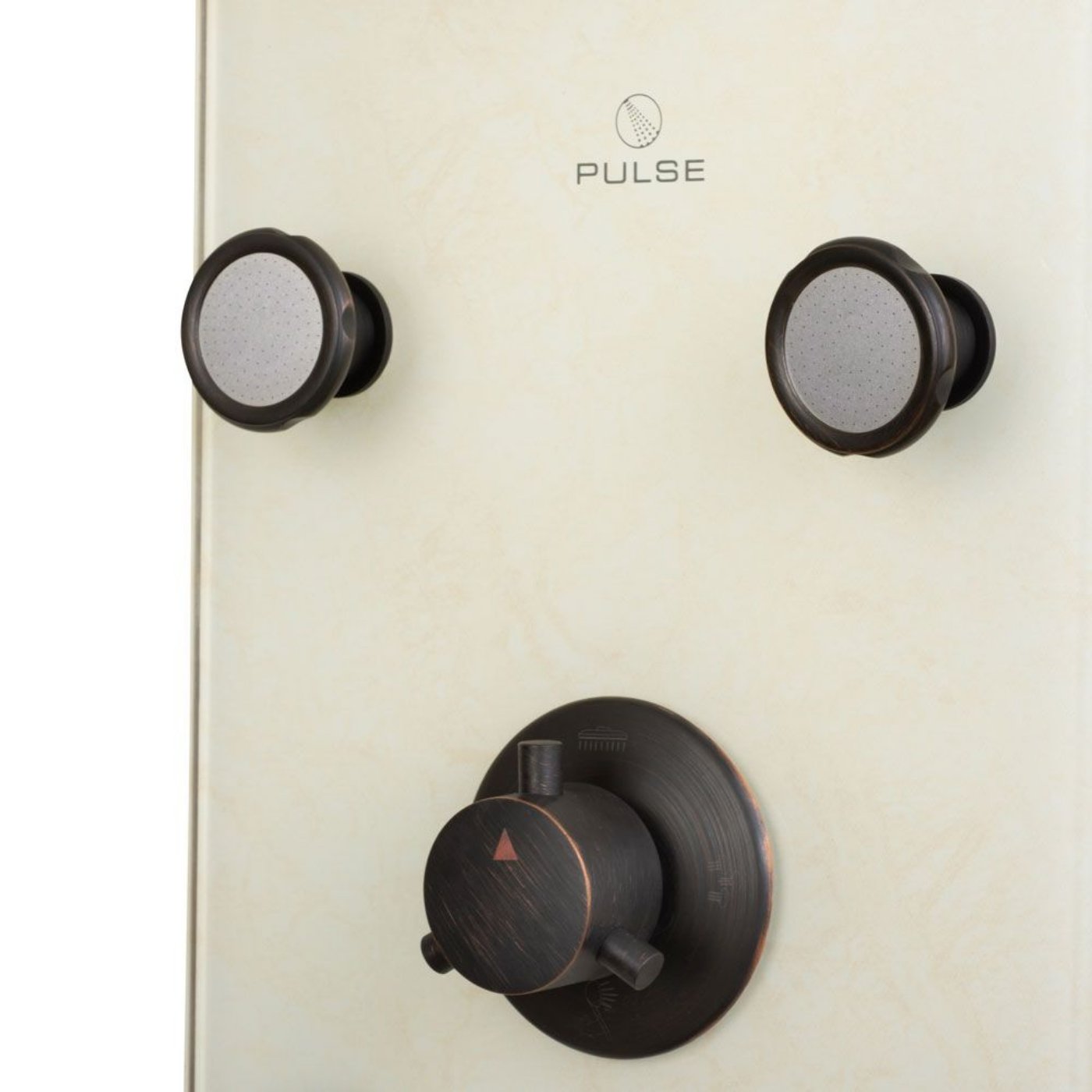 Pulse Showerspas White Venetian Glass Oil Rubbed Bronze Shower Panel - Barcelona Showerspa - 1040