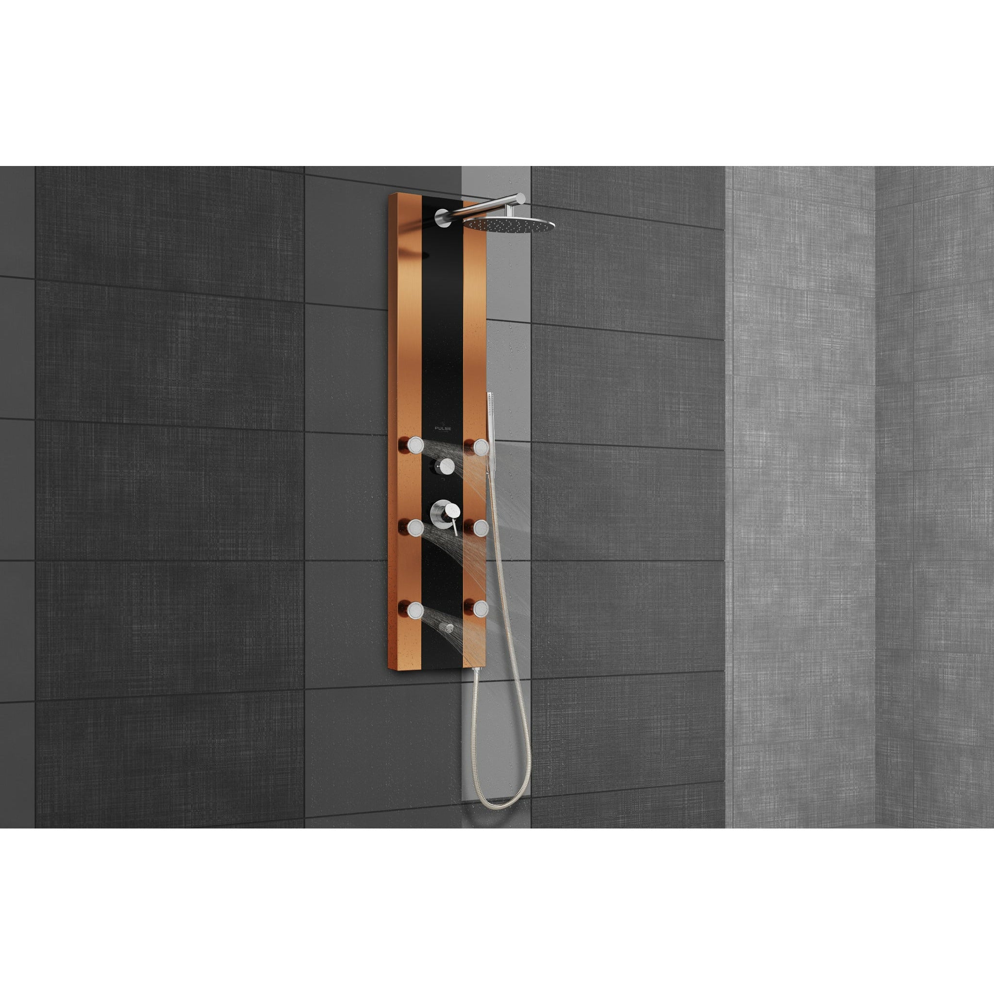 Pulse Showerspas Black Glass Shower Panel - Rio Showerspa -1049B-BN