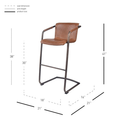 New Pacific Direct Indy PU Leather Bar Stool, (Set of 2) -  1060003-215