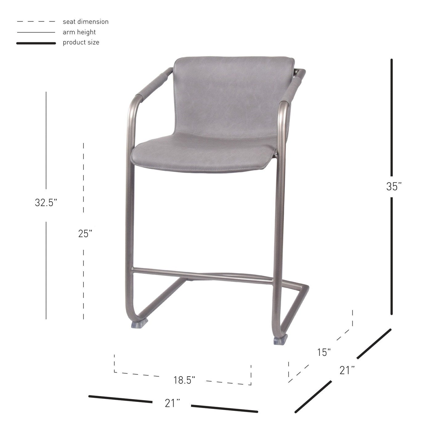 New Pacific Direct Indy PU Leather Counter Stool, (Set of 2)  - 1060004-216