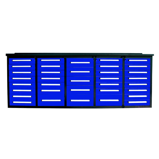 Chery Industrial 10ft Workbench Storage Cabinet with 35 Drawers - SUIWB1035BL01