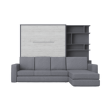 Maxima House Murphy Bed INVENTO European Queen size with a Sectional Sofa and a Bookcase, mattress included - IN014/17GW-LG