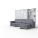 Maxima House Murphy Bed INVENTO European Queen size with a Sectional Sofa and a Bookcase, mattress included - IN014/17W-LG - Backyard Provider