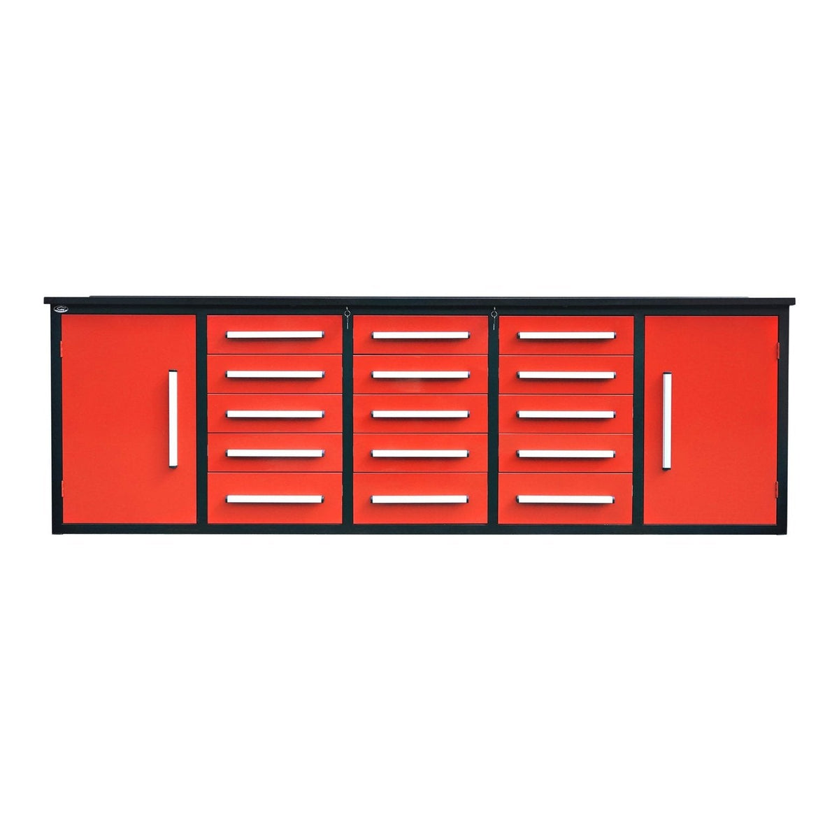 Chery Industrial 10ft Storage Cabinet with Work Bench 15 Drawers & 2 Cabinets