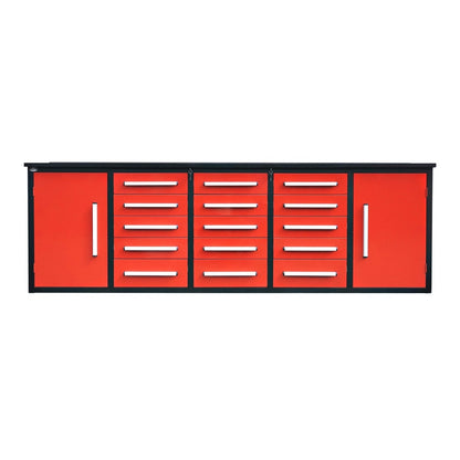 Chery Industrial 10ft Storage Cabinet with Work Bench 15 Drawers & 2 Cabinets