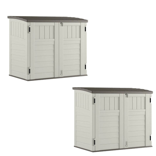 Suncast 53 x 31.5 x 45.5" Resin Storage Shed w/ Reinforced Floor, Ivory (2 Pack) - 111743