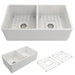 Bocchi Classico Farmhouse Apron Front Fireclay 33" Double Bowl Kitchen Sink. Available in 9 Colors! - 1139-001-0120