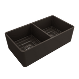 Bocchi Classico Farmhouse Apron Front Fireclay 33" Double Bowl Kitchen Sink. Available in 9 Colors! - 1139-001-0120