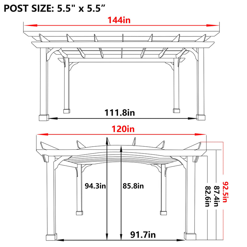 VEIKOUS Wooden Pergola Gazebo for Patio with Arched Roof and Ground Stakes, Outdoor Pergola Garden Shelter Cedar Framed for Backyard and Lawn - PG0202-06