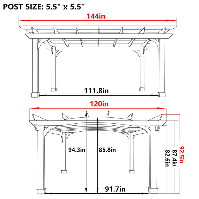 VEIKOUS Wooden Pergola Gazebo for Patio with Arched Roof and Ground Stakes, Outdoor Pergola Garden Shelter Cedar Framed for Backyard and Lawn - PG0202-06