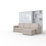 Maxima House Murphy Bed European Queen size with a Sectional Sofa and a Bookcase, INVENTO. - IN014/17W-LB - Backyard Provider