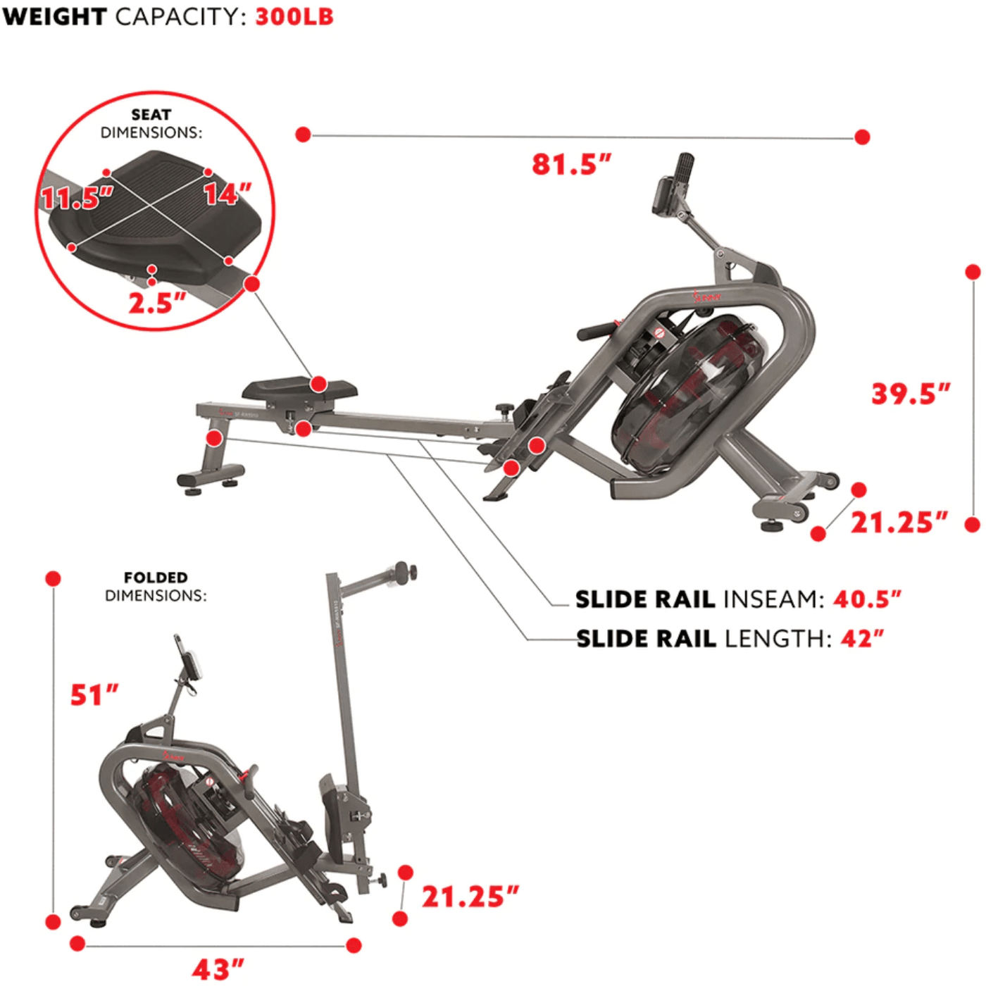 Sunny Health & Fitness Phantom Hydro Water Rowing Machine