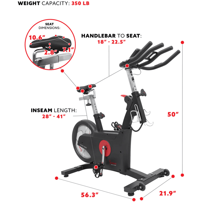 Sunny Health & Fitness Premium Kinetic Flywheel Rear Drive Cycle