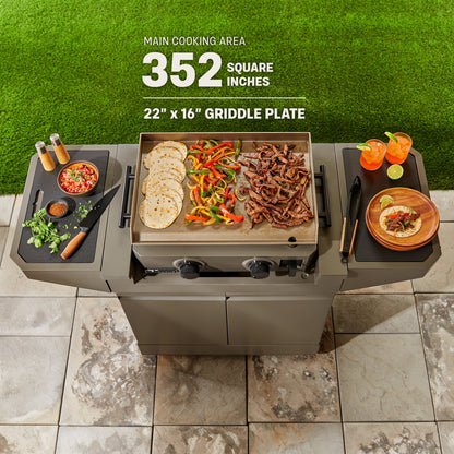 TYTUS Emberwood Gas Griddle with Grill and Prep Cart - TDT-CRT-GGRD