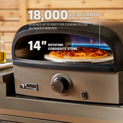 TYTUS Emberwood Pizza Oven with Grill and Prep Cart - TDT-CRT-GPZA