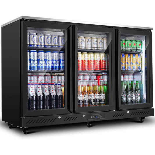Bodega cooler 12 Cu.Ft Display Bar Beverage Fridge With 3 Glass Doors and wheels