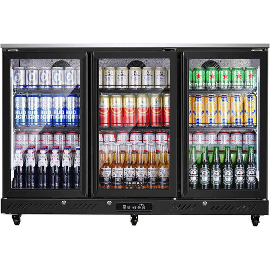 Bodega cooler 12 Cu.Ft Display Bar Beverage Fridge With 3 Glass Doors and wheels