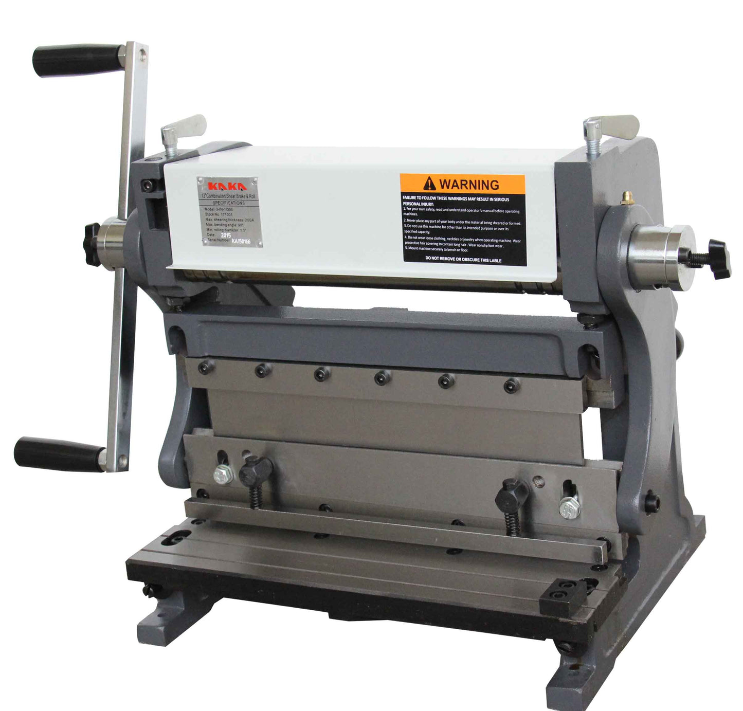 Kaka industrial Sheet Metal Brake 3-In-1/12, 12-Inch Combination Sheet Metal Brake, Shear Press Brake 20-Gauge Capacity, Shears and Slip Roll Machine for Shear Bending Rolling, Brake Shear Roll Machine - 171001